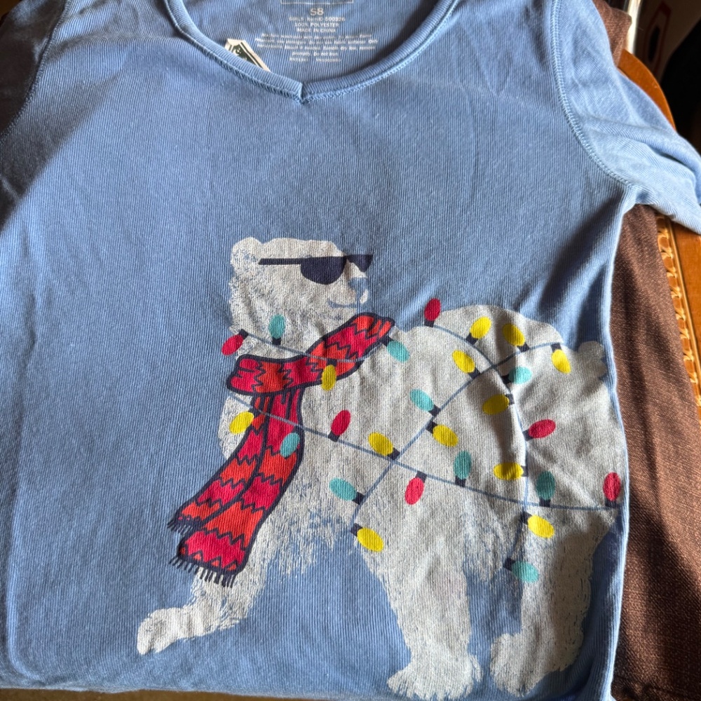 L.L. Bean Kids Pajama Set in Blue with Bear Print